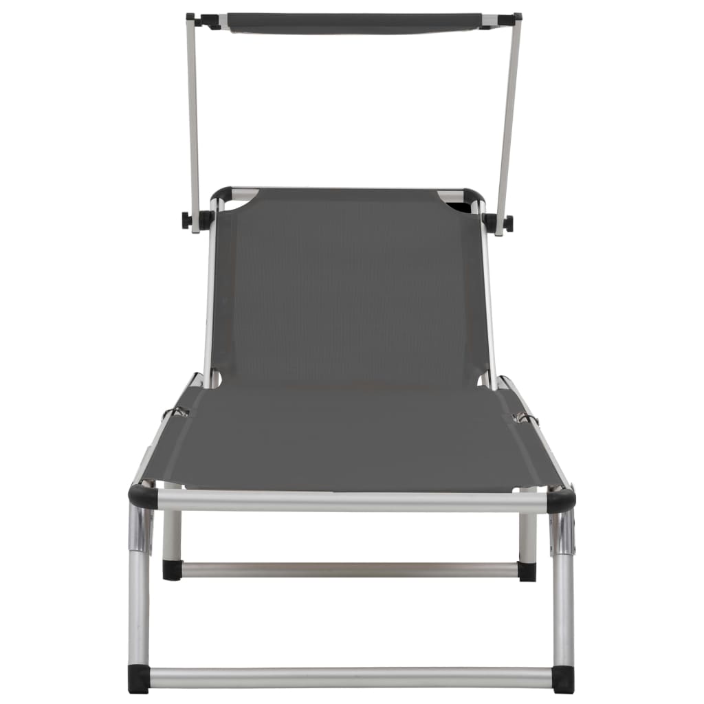vidaXL Sun Lounger | Grey | Aluminium, steel and textilene | Medium | Foldable