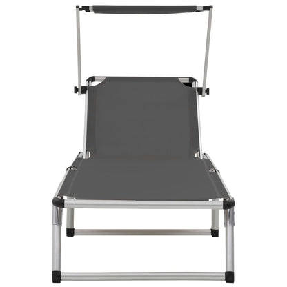 vidaXL Sun Lounger | Grey | Aluminium, steel and textilene | Medium | Foldable