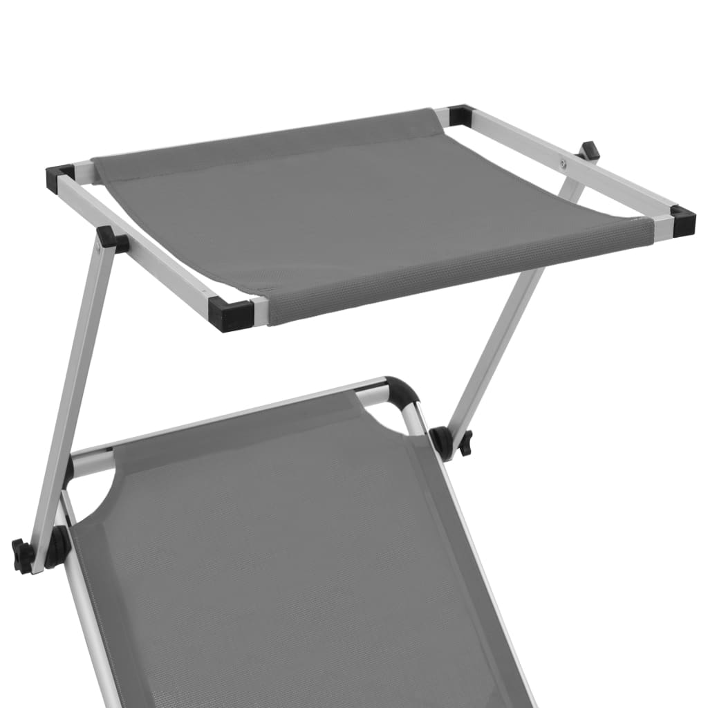 vidaXL Sun Lounger | Grey | Aluminium, steel and textilene | Medium | Foldable