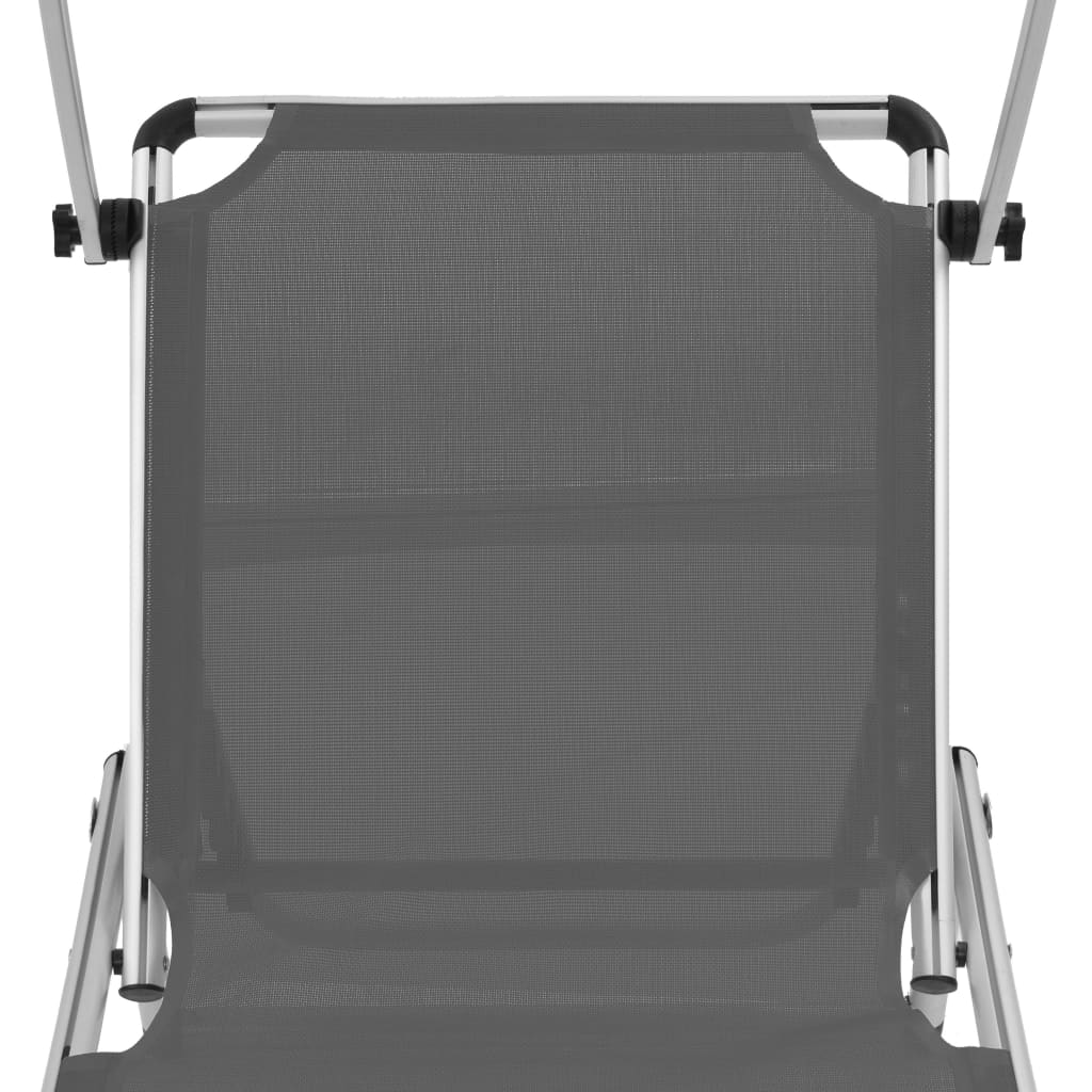vidaXL Sun Lounger | Grey | Aluminium, steel and textilene | Medium | Foldable
