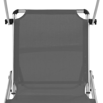 vidaXL Sun Lounger | Grey | Aluminium, steel and textilene | Medium | Foldable
