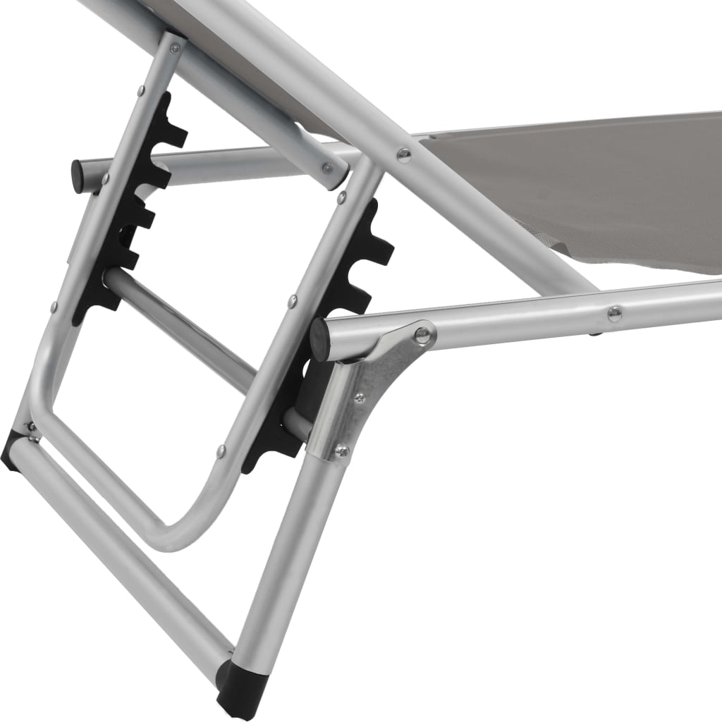 vidaXL Sun Lounger | Grey | Aluminium, steel and textilene | Medium | Foldable