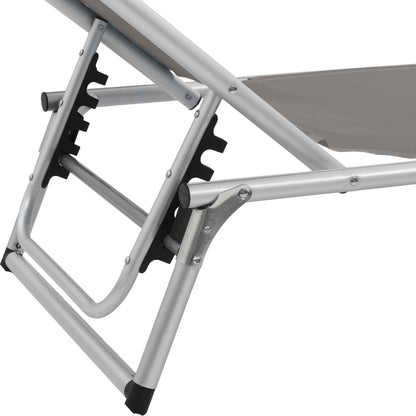 vidaXL Sun Lounger | Grey | Aluminium, steel and textilene | Medium | Foldable