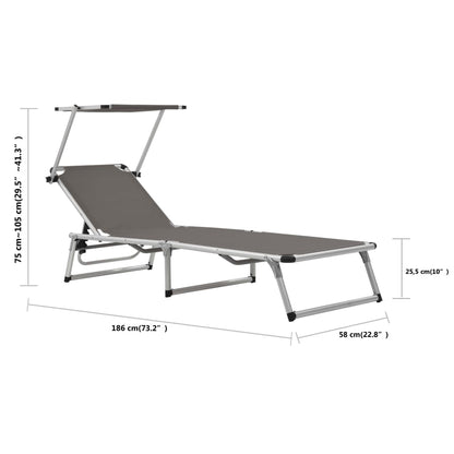 vidaXL Sun Lounger | Grey | Aluminium, steel and textilene | Medium | Foldable