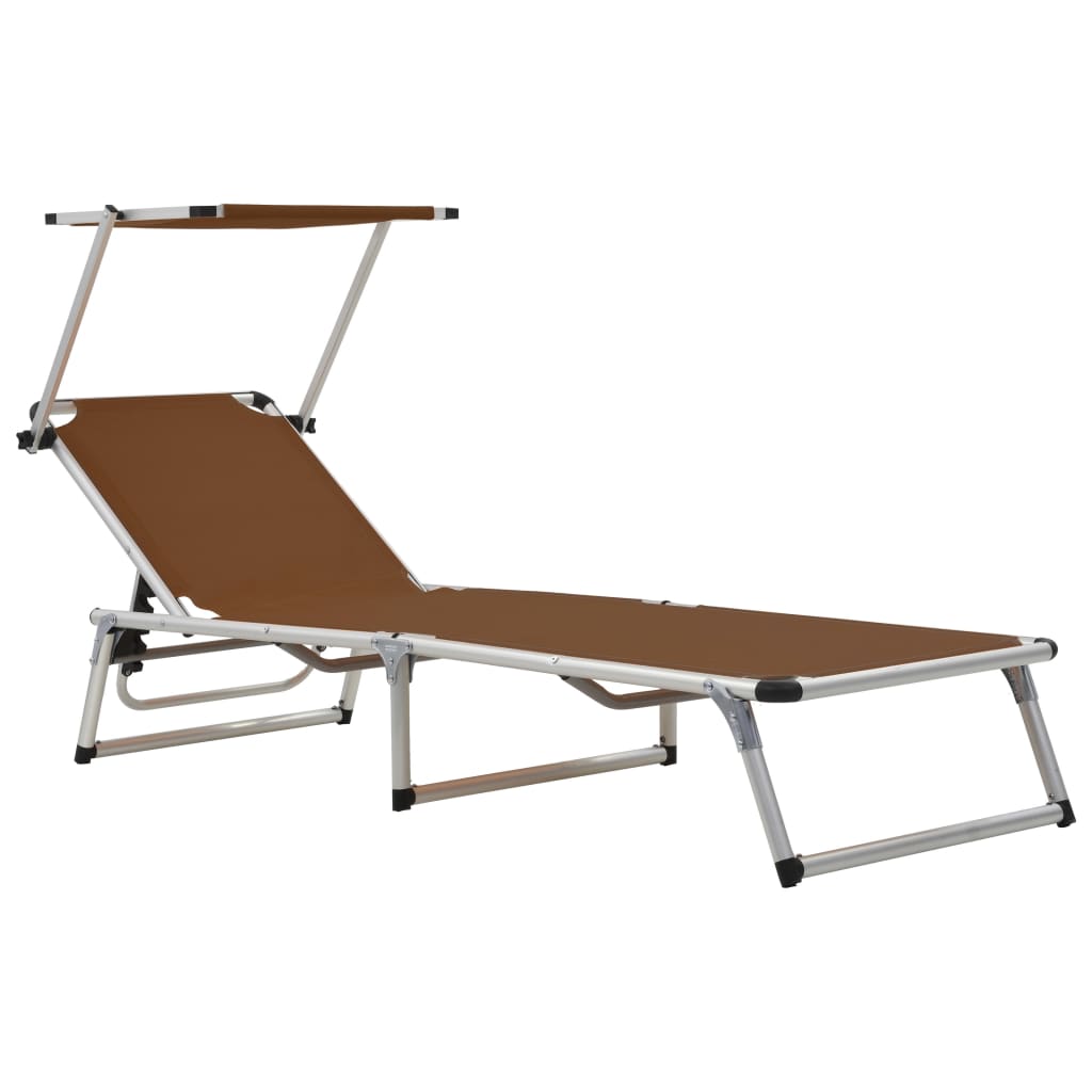 vidaXL Sun Lounger | Brown | Aluminium, steel, textilene | One size | Foldable