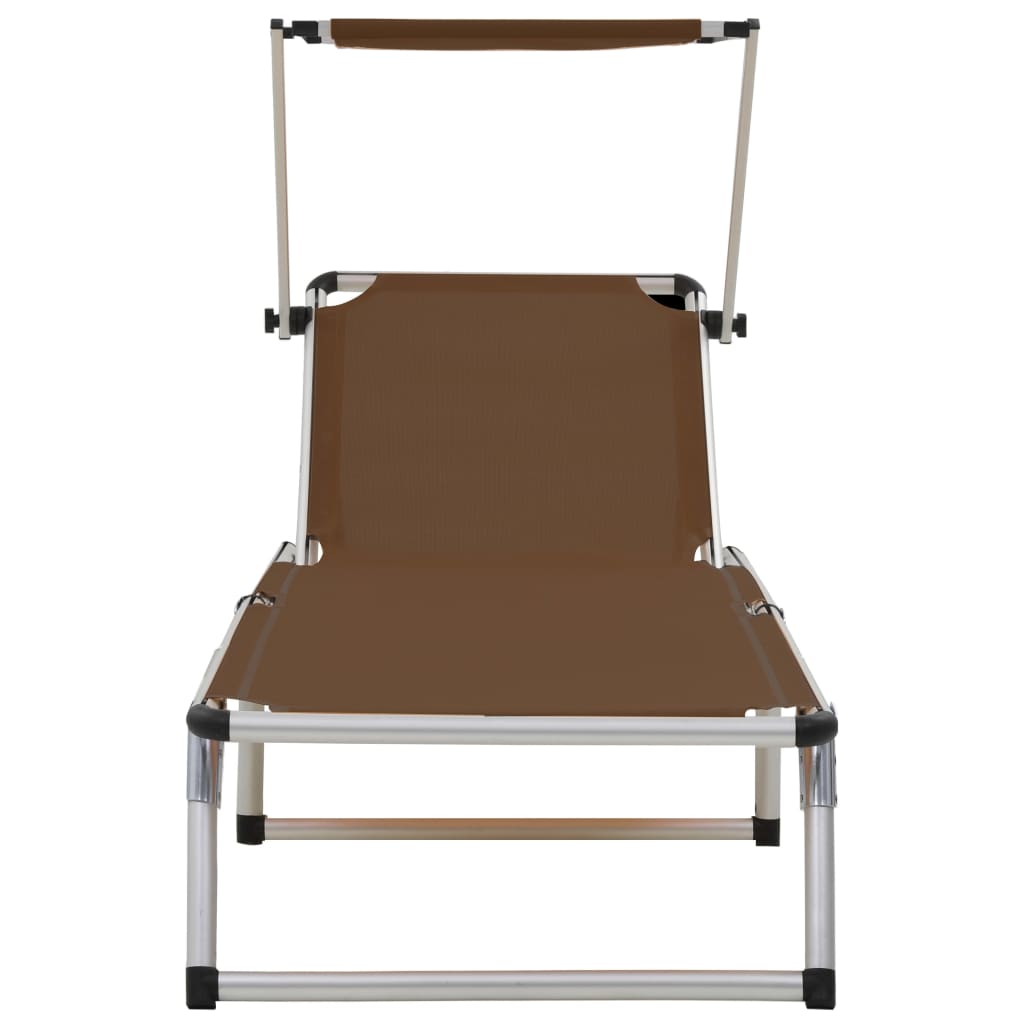 vidaXL Sun Lounger | Brown | Aluminium, steel, textilene | One size | Foldable