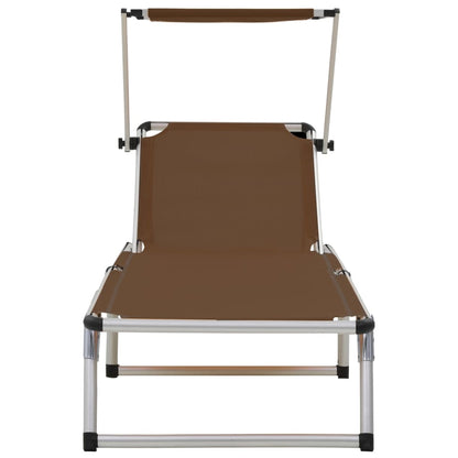 vidaXL Sun Lounger | Brown | Aluminium, steel, textilene | One size | Foldable