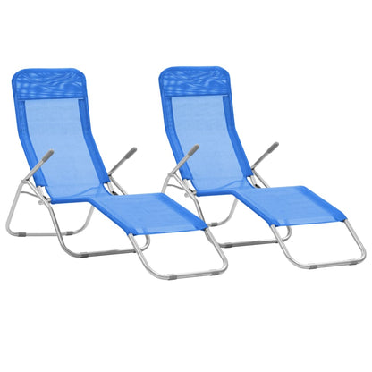 vidaXL Sun Lounger | Set of 2 | Blue | Powder-coated steel, Textilene | Standard