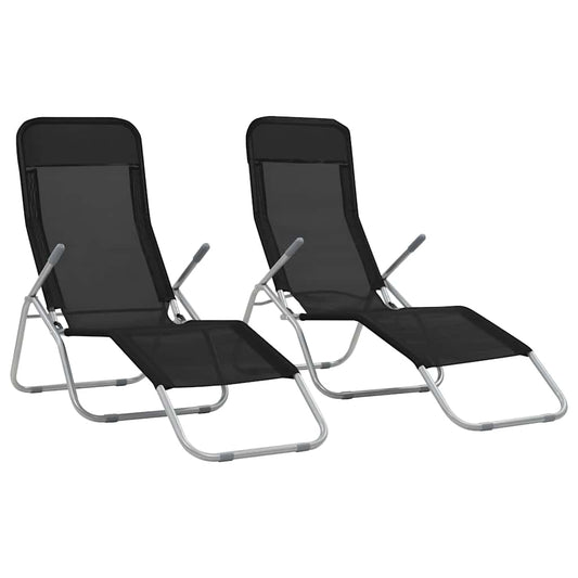 44338 vidaXL Folding Sun Loungers 2 pcs Textilene Black