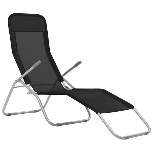 44338 vidaXL Folding Sun Loungers 2 pcs Textilene Black