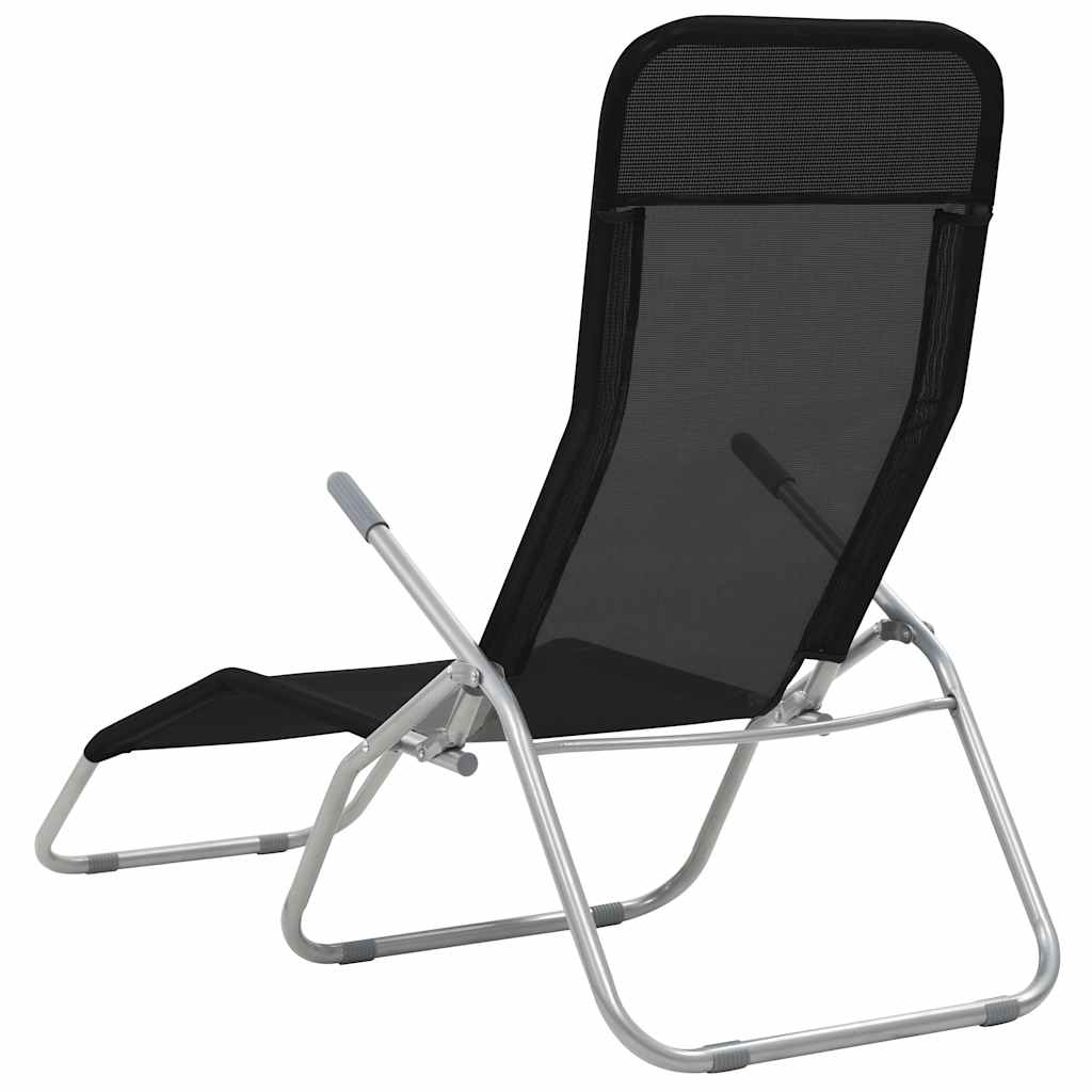 vidaXL Folding Sun Loungers 2 pcs Textilene Black