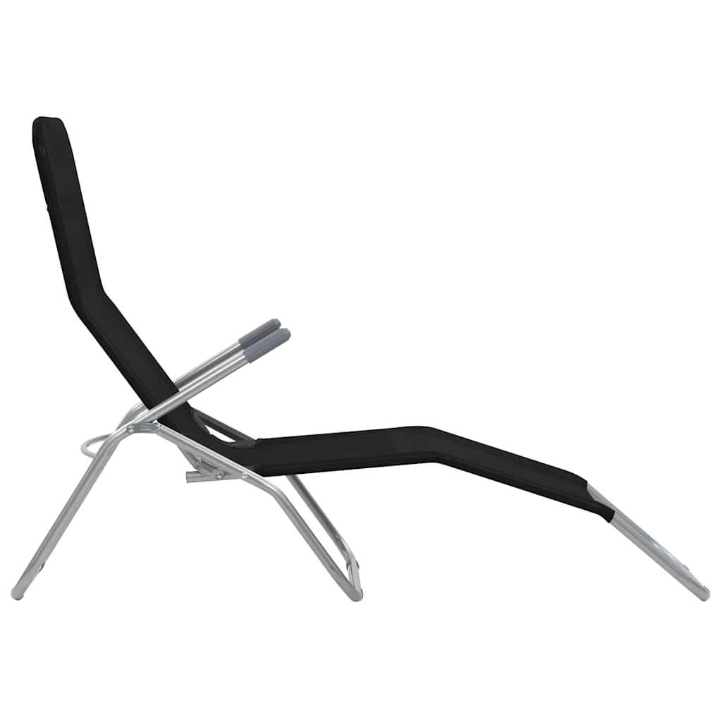 vidaXL Folding Sun Loungers 2 pcs Textilene Black