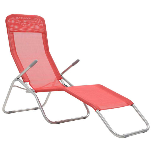 44339 vidaXL Folding Sun Loungers 2 pcs Textilene Red