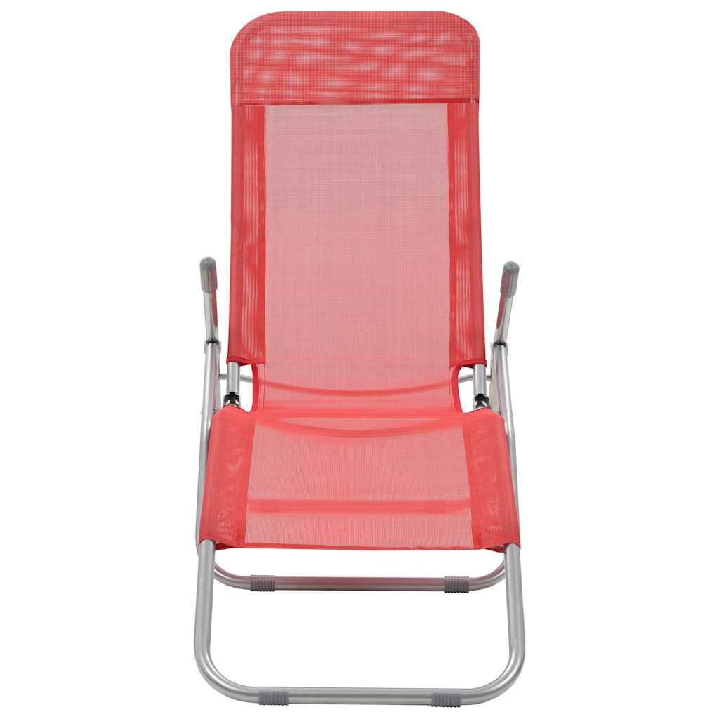 vidaXL Folding Sun Loungers 2 pcs Textilene Red