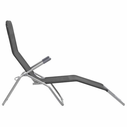 44340 vidaXL Folding Sun Loungers 2 pcs Textilene Anthracite