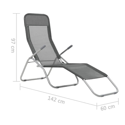 44340 vidaXL Folding Sun Loungers 2 pcs Textilene Anthracite