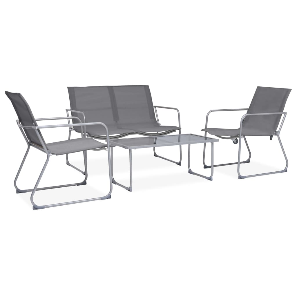vidaXL Garden Set | Grey | Textilene fabric, Steel, Glass | Standard |  Durable