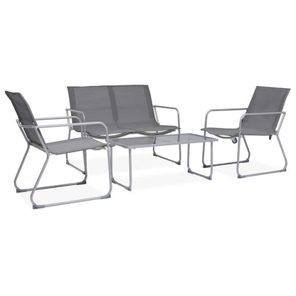 44351 vidaXL 4 Piece Garden Lounge Set Fabric & Steel Grey