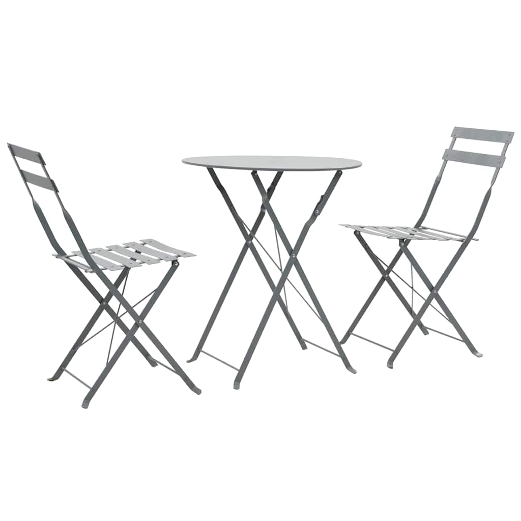 44355 vidaXL 3 Piece Bistro Set Steel Grey