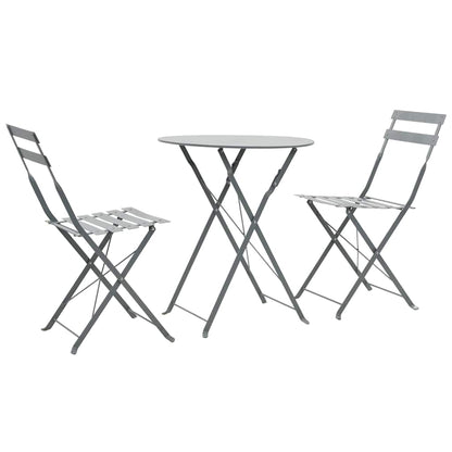 44355 vidaXL 3 Piece Bistro Set Steel Grey