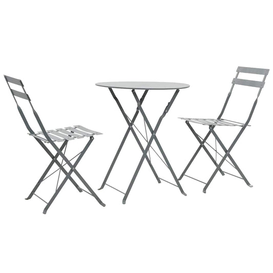 44355 vidaXL 3 Piece Bistro Set Steel Grey