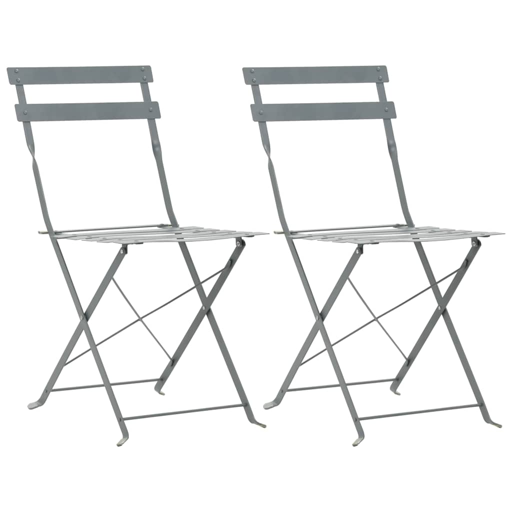 44355 vidaXL 3 Piece Bistro Set Steel Grey