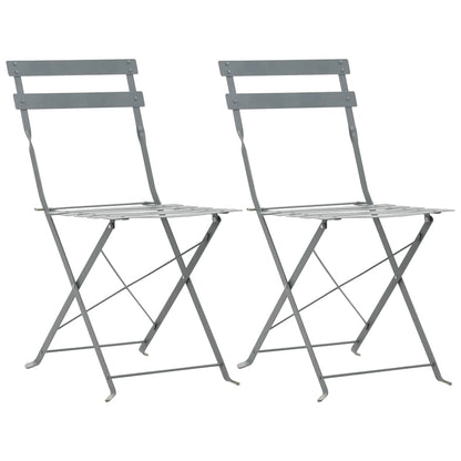 44355 vidaXL 3 Piece Bistro Set Steel Grey