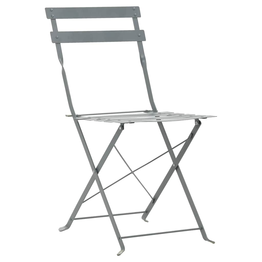 44355 vidaXL 3 Piece Bistro Set Steel Grey