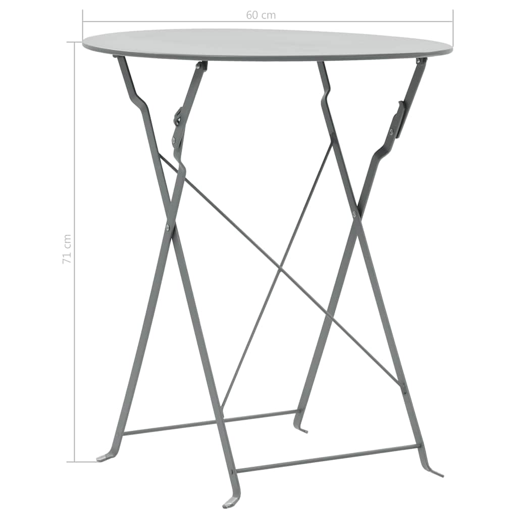 44355 vidaXL 3 Piece Bistro Set Steel Grey