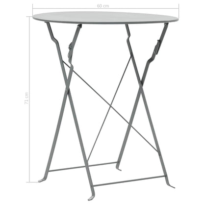 44355 vidaXL 3 Piece Bistro Set Steel Grey