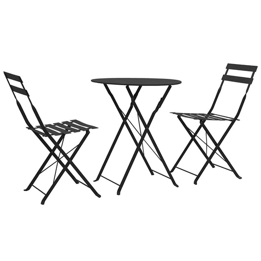 44356 vidaXL 3 Piece Bistro Set Steel Black