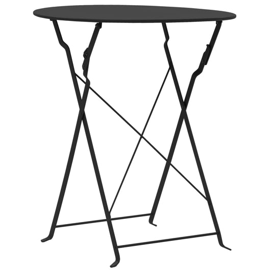 vidaXL Bistro Set | Black | Powder-coated steel | Compact | Foldable