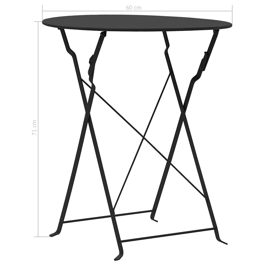 44356 vidaXL 3 Piece Bistro Set Steel Black