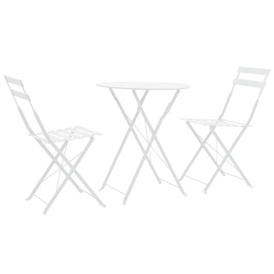 vidaXL Bistro Set | White | Powder-Coated Steel | Compact | Foldable