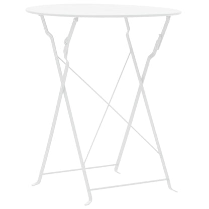 vidaXL Bistro Set | White | Powder-Coated Steel | Compact | Foldable