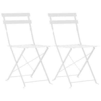 vidaXL Bistro Set | White | Powder-Coated Steel | Compact | Foldable