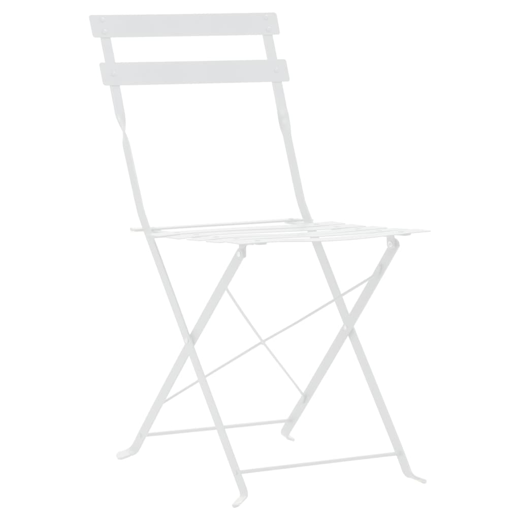 vidaXL Bistro Set | White | Powder-Coated Steel | Compact | Foldable