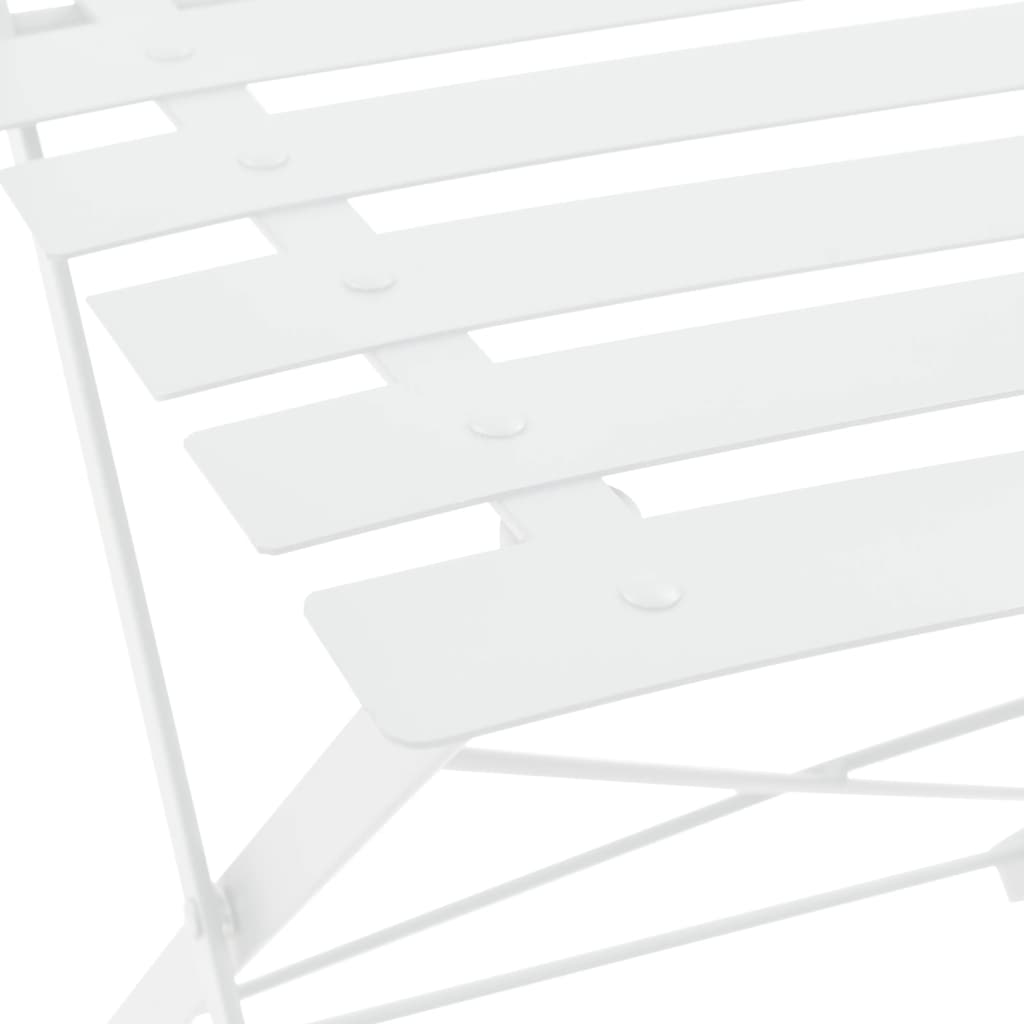 vidaXL Bistro Set | White | Powder-Coated Steel | Compact | Foldable