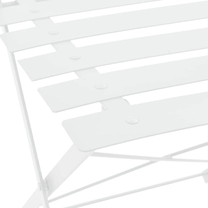 vidaXL Bistro Set | White | Powder-Coated Steel | Compact | Foldable