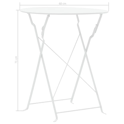 vidaXL Bistro Set | White | Powder-Coated Steel | Compact | Foldable