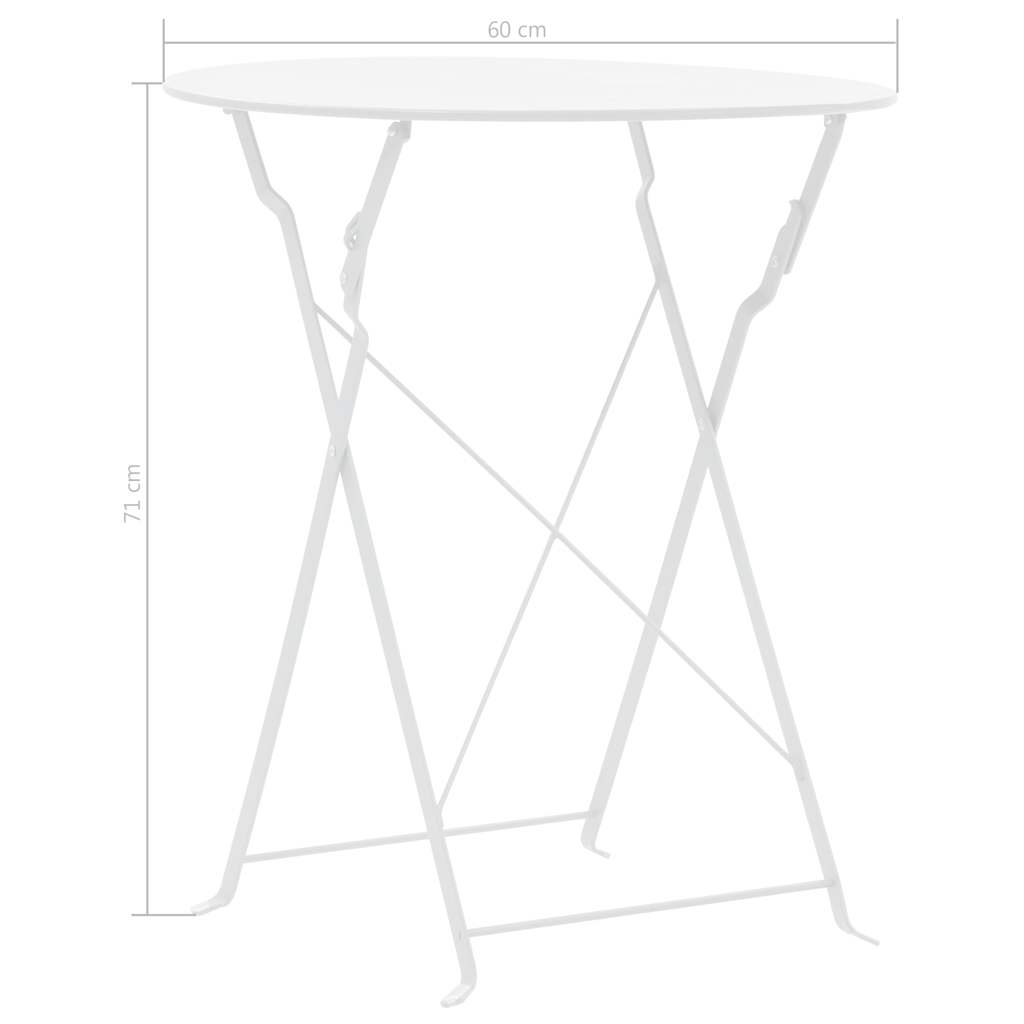 vidaXL 3 Piece Bistro Set Steel White