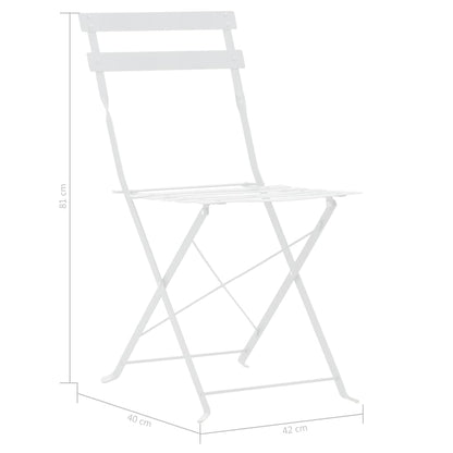 vidaXL Bistro Set | White | Powder-Coated Steel | Compact | Foldable