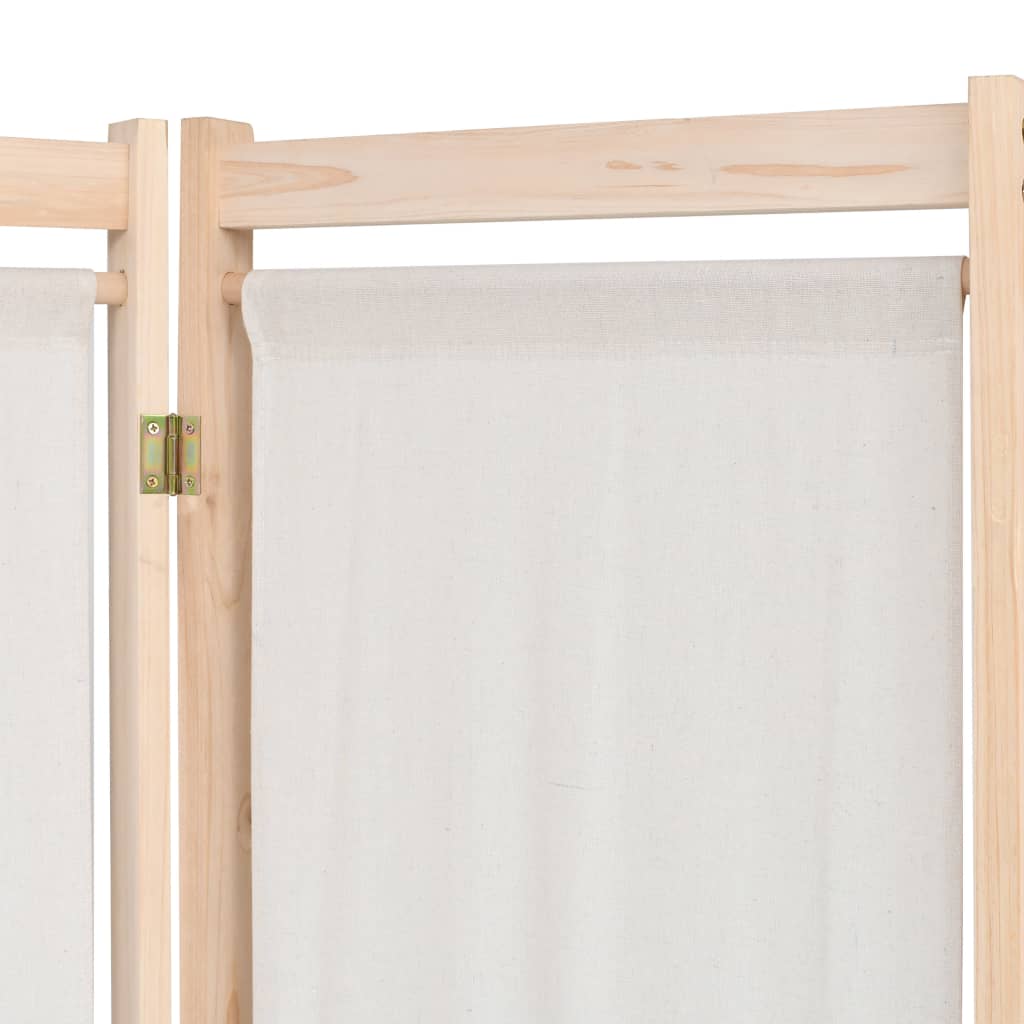 vidaXL 5-Panel Room Divider Cream 200x170x4 cm Fabric