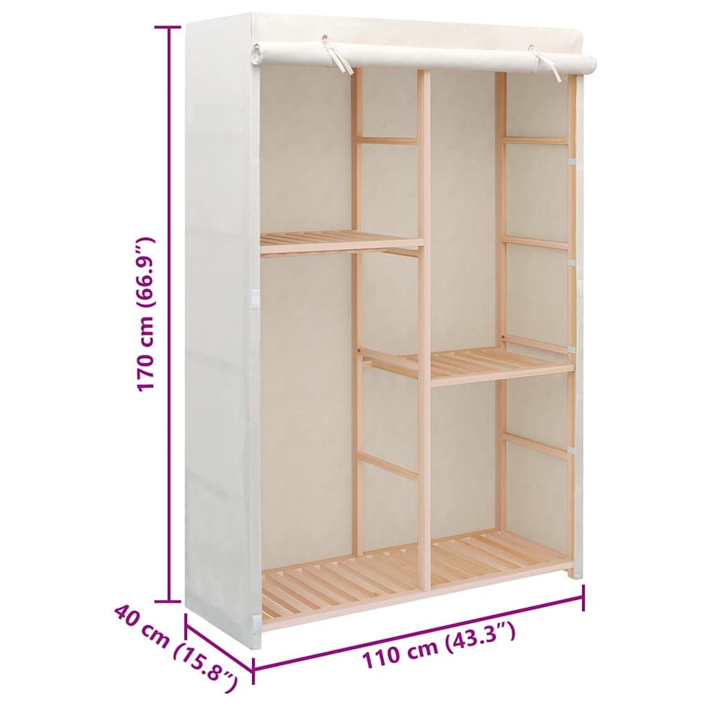 vidaXL Wardrobe | White | Solid fir wood | 110x40x170 cm | Wardrobe