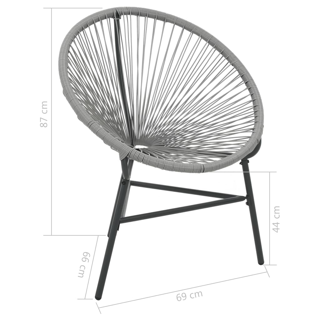 vidaXL Moon Chair | Grey | Polyethylene Rattan | Moon Chair | Round | Modern