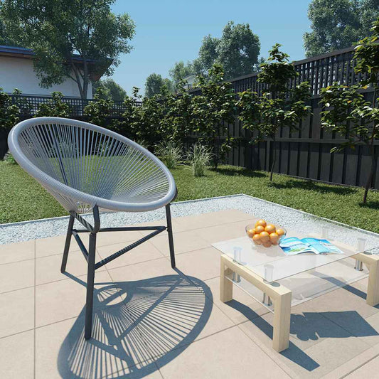 44481 vidaXL Garden Moon Chair Poly Rattan Grey