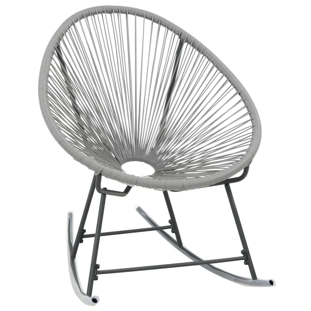 vidaXL Rocking Chair | Grey | Polyethylene rattan, powder-coated steel