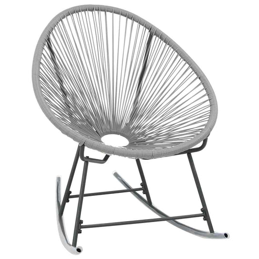 44482 vidaXL Outdoor Rocking Moon Chair Grey Poly Rattan