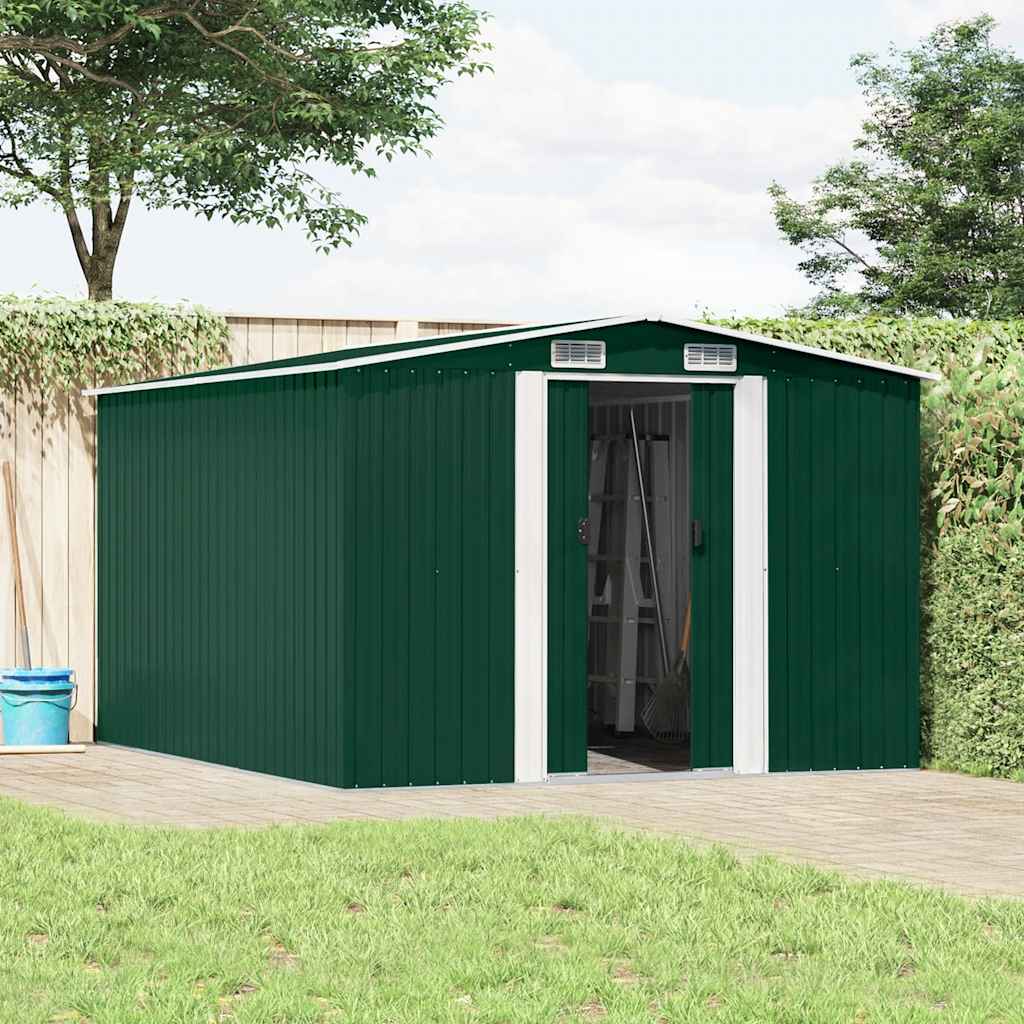 vidaXL Garden Shed 257x298x178 cm Metal Green