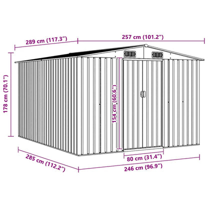 vidaXL Garden Shed 257x298x178 cm Metal Green